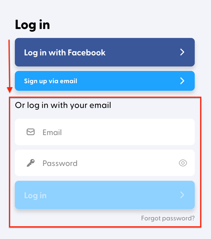 log in with your email